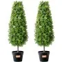 VEVOR Sztuczny bukszpan w formie topiary, 36 cali wysokości (opakowanie 2 szt.), sztuczne drzewka w formie topiary, zielona sztuczna roślina z dodatkowymi liśćmi, doniczką i małą ozdobą, zestaw zieleni z filtrem UV do dekoracji wnętrz i na zewnątrz