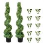 VEVOR 2 pcs. Artificial Boxwood Tower Topiary Spiral Artificial Plant 122cm high Decorative Plant Green Plastic Plant made of PE Iron Topiary Plants incl. 10 pcs. Replacement leaves