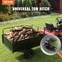 Przyczepa wywrotka do traktorków ogrodowych VEVOR o ładowności 340 kg, hak holowniczy z odchylaną powierzchnią ładunkową, przyczepa ze składanymi burtami, czarna przyczepa wywrotka ATV UTV