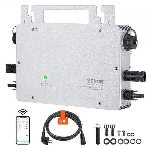 VEVOR Solarny mikroinwerter sieciowy 600W Wodoodporny IP67, Mikroinwerter solarny Zdalne monitorowanie za pośrednictwem aplikacji i Wi-Fi