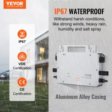 VEVOR Solarny mikroinwerter sieciowy 600W Wodoodporny IP67, Mikroinwerter solarny Zdalne monitorowanie za pośrednictwem aplikacji i Wi-Fi