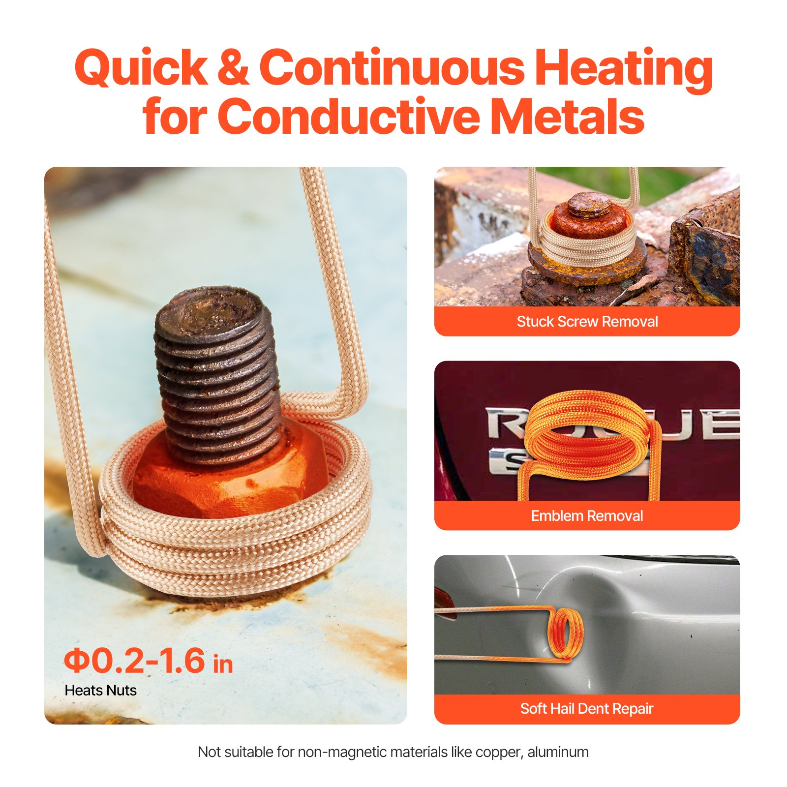 Zestaw nagrzewnicy indukcyjnej VEVOR, nagrzewnica indukcyjna 1 kW, nagrzewnica indukcyjna do śrub z 8 cewkami indukcyjnymi, narzędzie do usuwania śrub i nakrętek z nagrzewnicy indukcyjnej