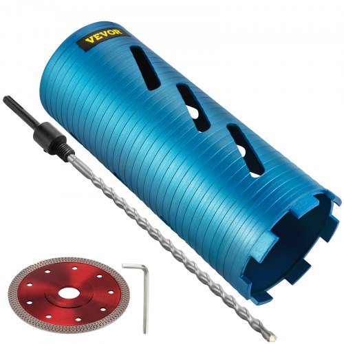 Wiertło rdzeniowe VEVOR do pracy na sucho, średnica 4,25"/108 mm, trzpień chwytowy 5/8"-11 z wiertłem prowadzącym i ostrzem 4,5", narzędzie do wiercenia diamentowego o głębokości 9,5"/241,3 mm, otwornice