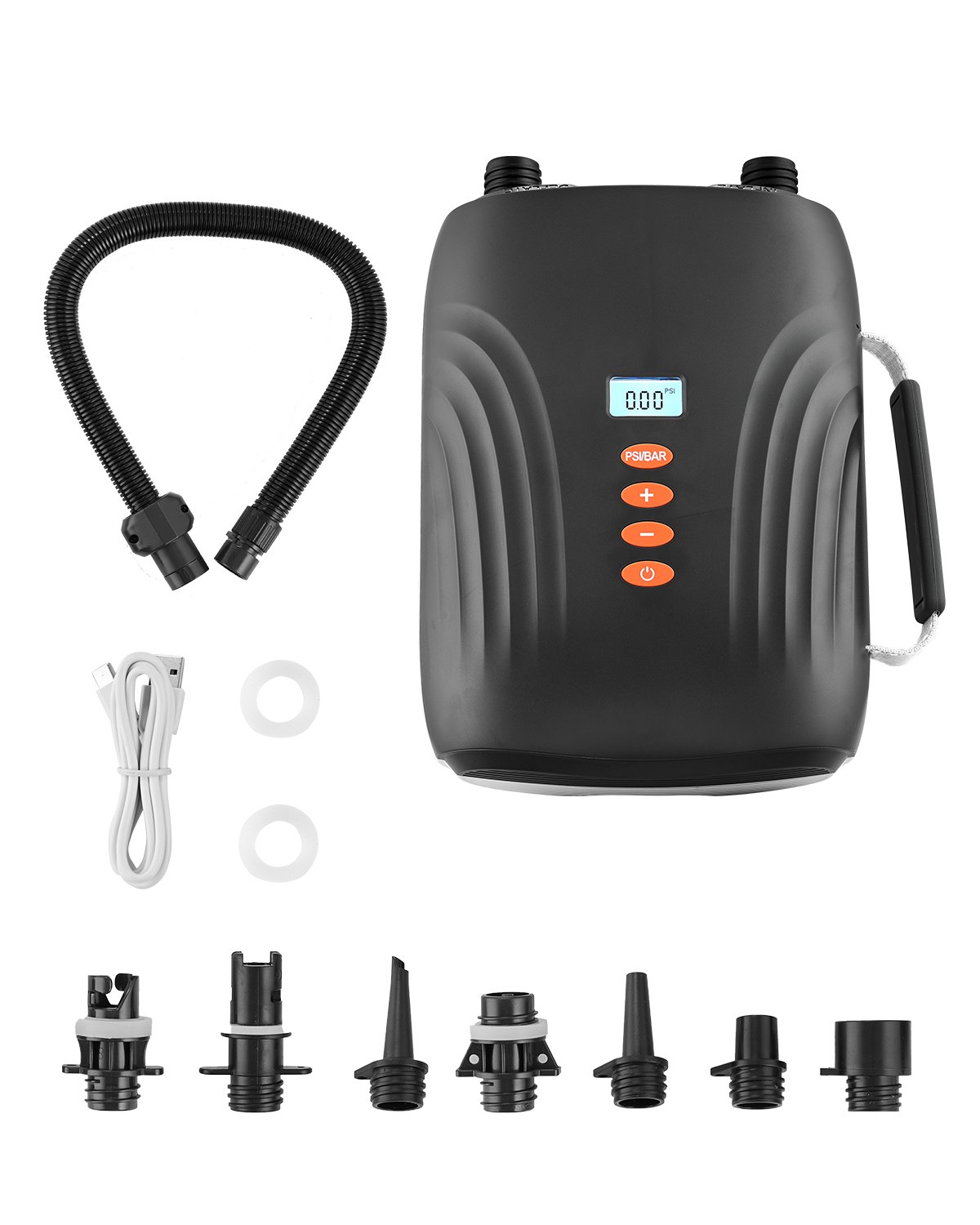 Pompka do deski SUP VEVOR (20 PSI) z akumulatorem, dwustopniowa elektryczna pompka powietrza do deski SUP z automatycznym wyłączaniem i zasilaniem samochodowym 12 V DC, pompowanie i spuszczanie powietrza, idealna do pontonów