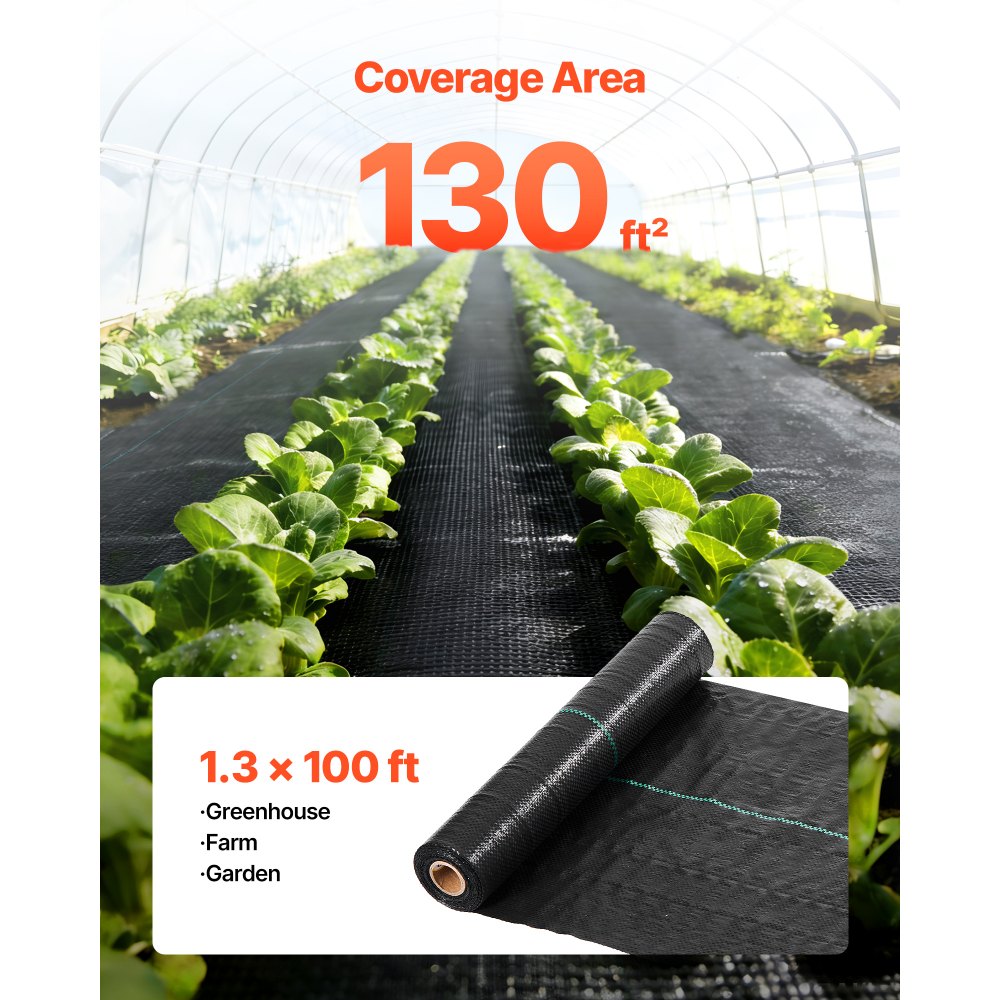 VEVOR Weed Barrier Fabric Heavy Duty, 0.4 x 30.5m 90.7g Landscape Fabric, Woven Weed Blocker Fabrics, Garden Fabrics Weeds Barrier, Weeds Control Ground Cover, Geotextile Webbing, Gardening Mat, Black