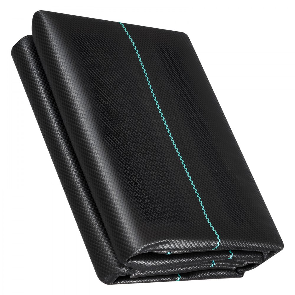 VEVOR Weed Barrier Fabric Heavy Duty, 2 Packs 0.9x15.2m 90.7g Weed Blocker Fabric, Woven Landscape Fabrics, Garden Fabrics Weeds Barrier, Weeds Control Ground Cover, Geotextile Webbing, Black