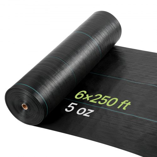 Mata przeciw chwastom VEVOR 1,8 x 76,2 m, włóknina ogrodowa 168 g/m², polipropylenowa mata przeciw chwastom, bariera przeciw chwastom z wysoką wentylacją i drenażem, bariera korzeniowa do szklarni, gospodarstw rolnych i ogrodów, czarna