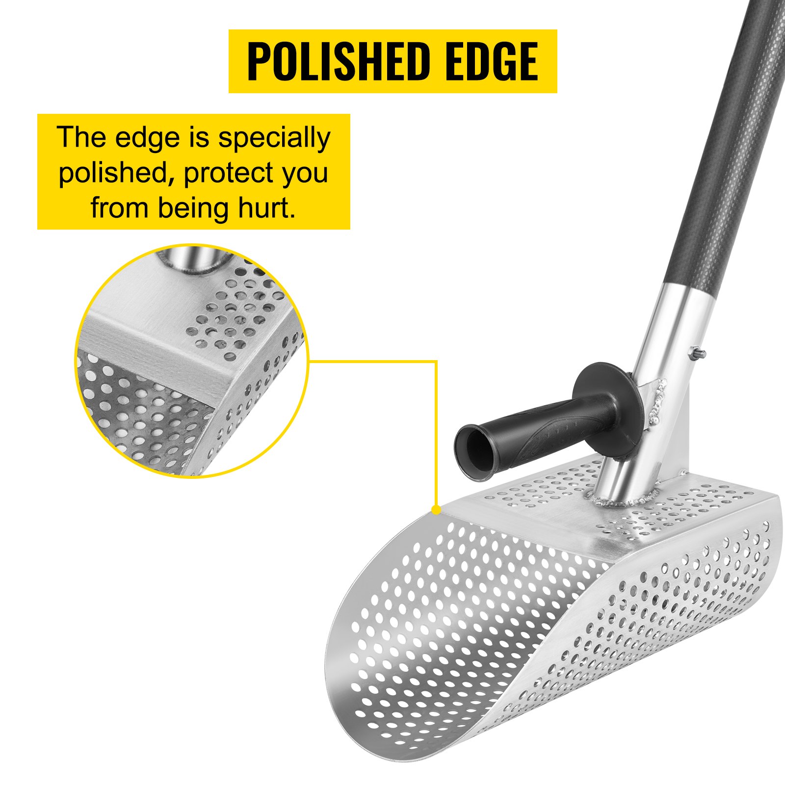 VEVOR łopata do piasku łopata watowa wykrywacz metali ze stali nierdzewnej 13x25cm uchwyt z włókna węglowego