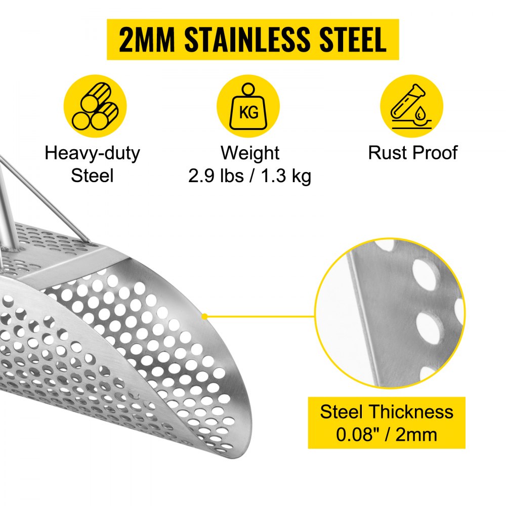 VEVOR łopata do piasku łopata watowa wykrywacz metali uchwyt z włókna węglowego 20x29cm ze stali nierdzewnej