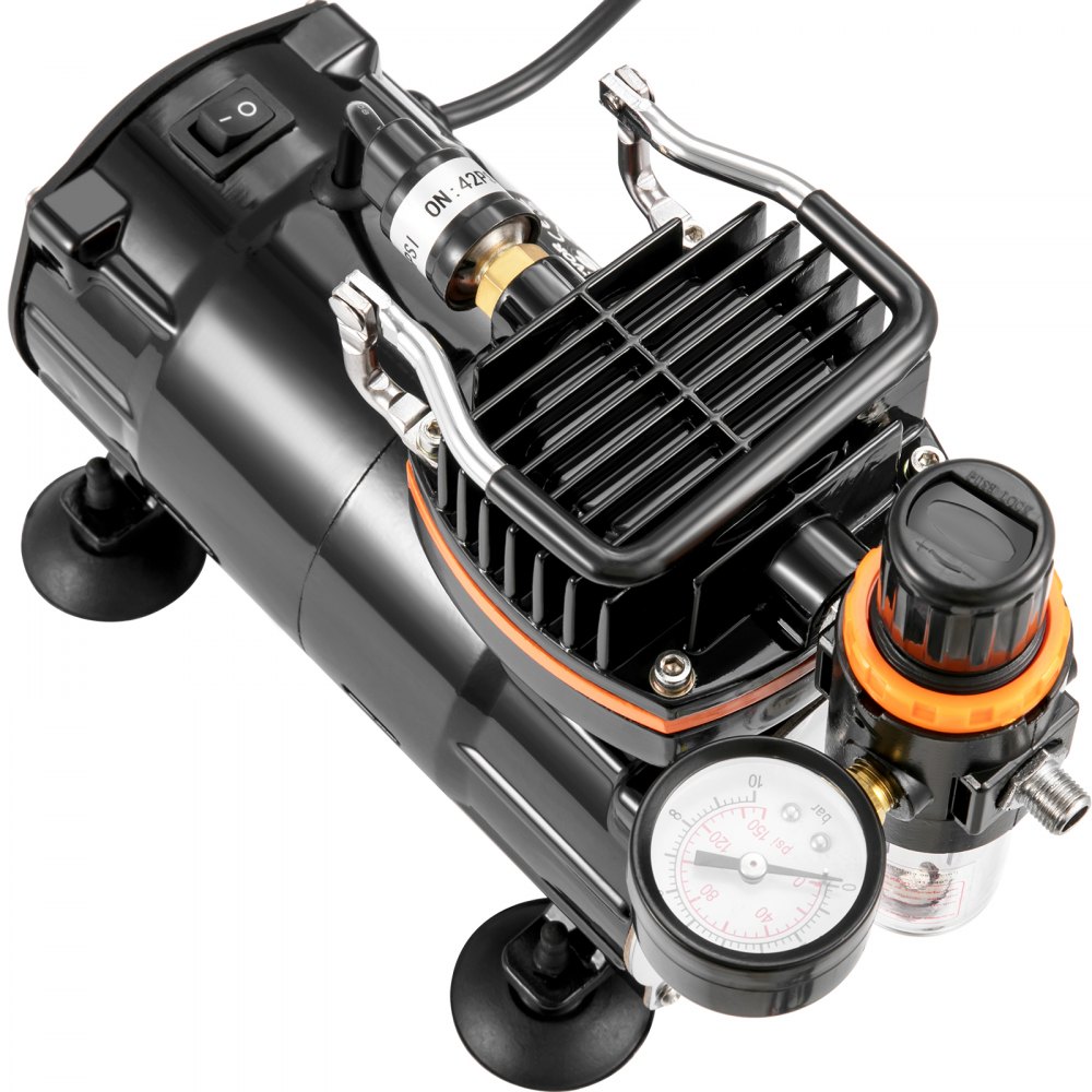 Zestaw pistoletu natryskowego VEVOR Professional Dual Action Airbrush 18-23 l/min 120 W, 230 V, miniaturowy kompresor powietrza do aerografu, grawitacyjny, do malowania ilustracji reklamowych, malowania ciała, modelarstwa, zdobienia paznokci