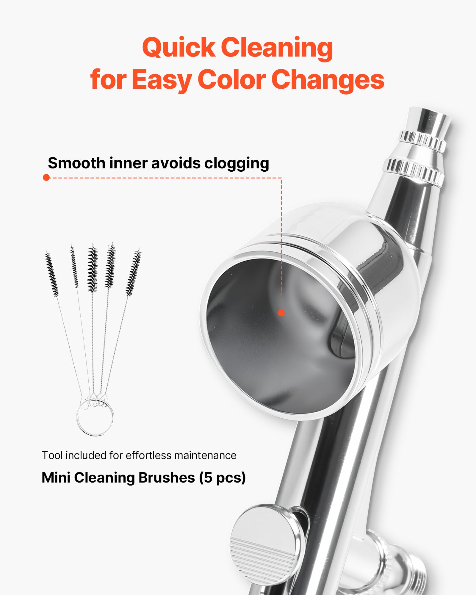 VEVOR Airbrush Kit, 1/6 HP, Air Brush Kit with Air Compressor, 1 Dual-Action Professional Airbrush with 3 Tips, Hose, Acrylic Paint, Brush, Low Noise, for Cake Decorating, Model Painting, Nail Art