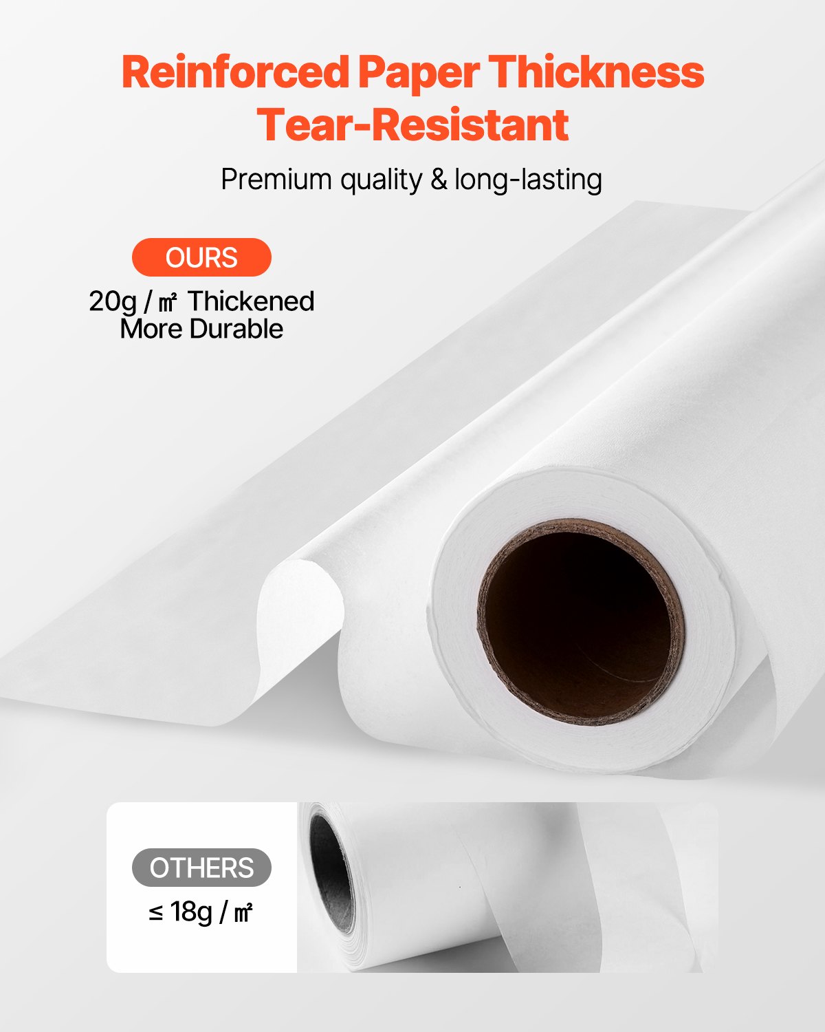 VEVOR Medical Crepe, 533 mm x 38,1 m, pokrowiec na stół (opakowanie 12 szt.), jednorazowy ręcznik papierowy, idealny do spa, żłobków, gabinetów lekarskich, chiropraktyków, stołów do badań i masażu, biały