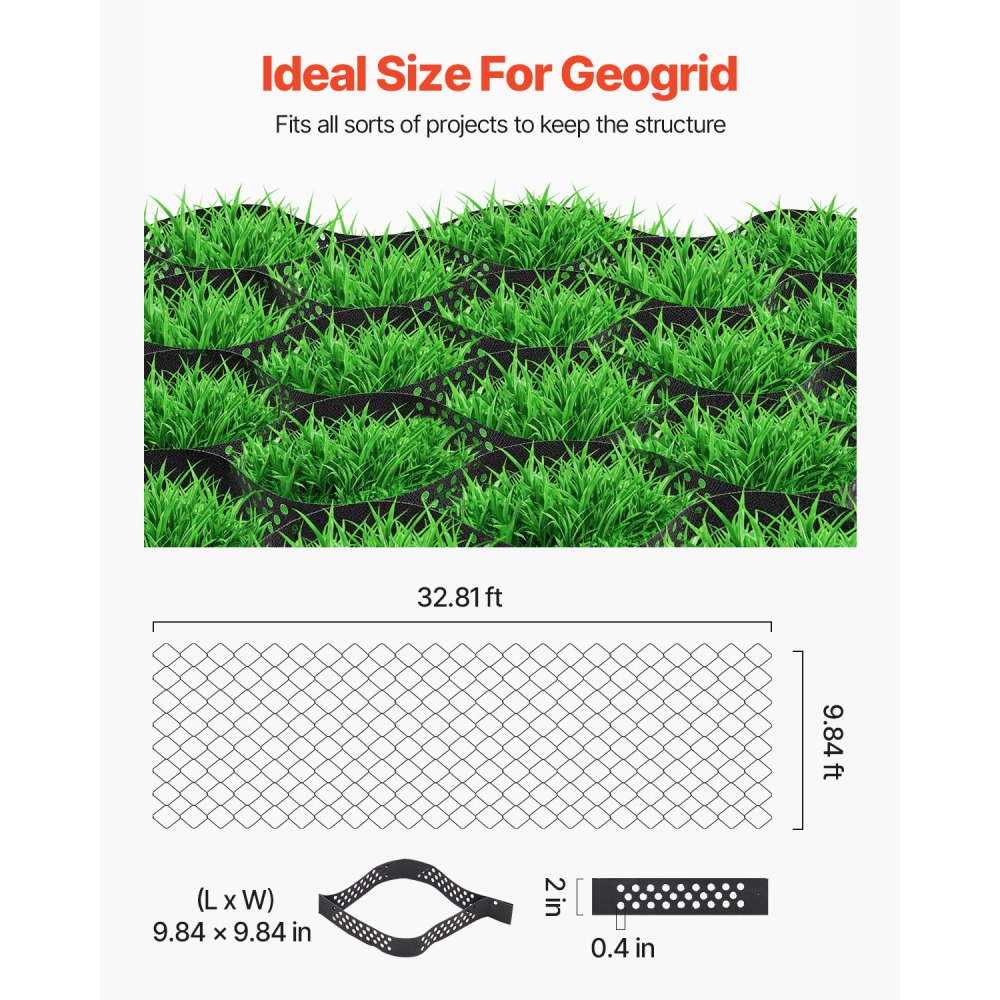 VEVOR gravel grid, 50 mm deep, grass grid 10000x3000 mm, gravel honeycomb, honeycomb grid HDPE, permeable geogrid for driveway stabilization, for garden, terrace, walkway, motorhome parking areas