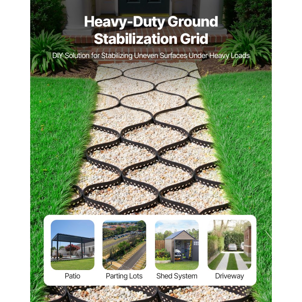 VEVOR gravel grid, 75 mm deep, grass grid 7600x2900 mm, gravel honeycomb, honeycomb grid HDPE, permeable geogrid for driveway stabilization, for garden, terrace, walkway, motorhome parking areas