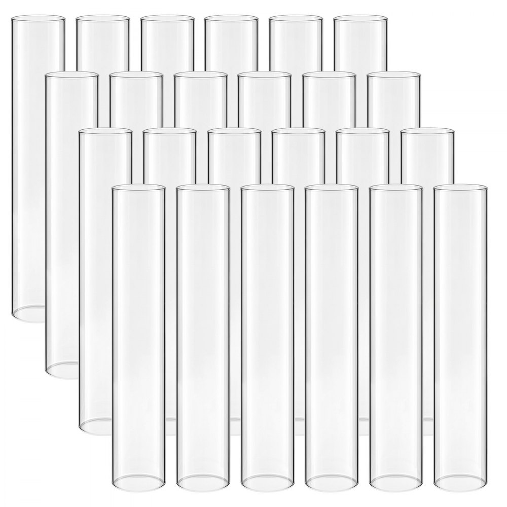 VEVOR 24-częściowy zestaw szklanych cylindrów na świece, świeczniki hurricane 65x350 mm, klosze ze szkła borokrzemianowego, klosze bez dna, wiatroszczelne pokrowce na świeczniki na wesele, Boże Narodzenie, dekoracje imprezowe