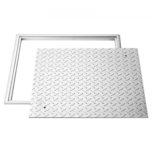 Pokrywa włazu VEVOR z ramą 60 x 60 cm, kwadratowa pokrywa włazu, pokrywa szamba, wytrzymała, antypoślizgowa pokrywa wpustu ze stali węglowej do kanałów odwadniających, do ścieżek, ogrodów i podwórek