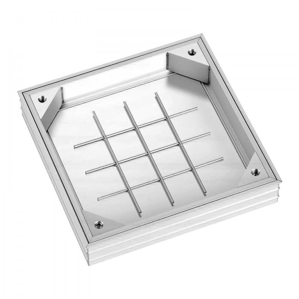 Pokrywa włazu VEVOR z ramą 30 x 30 cm, niewidoczna pokrywa włazu, brukowana pokrywa szamba ze stopu aluminium do zintegrowanego kanału odwadniającego na ścieżkach w ogrodach i tarasach