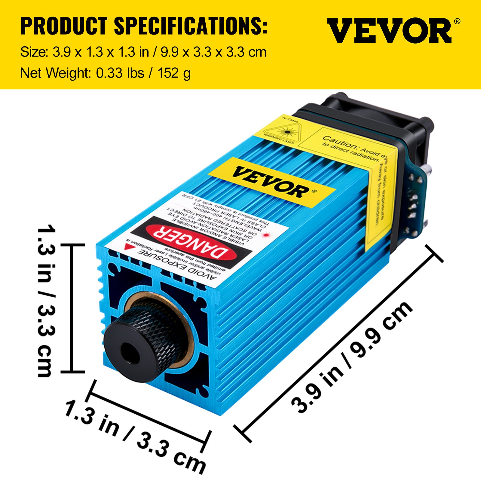 Moduł laserowy VEVOR 5.5W Głowica laserowa CNC 450nm Głowica laserowa 12V o długości fali