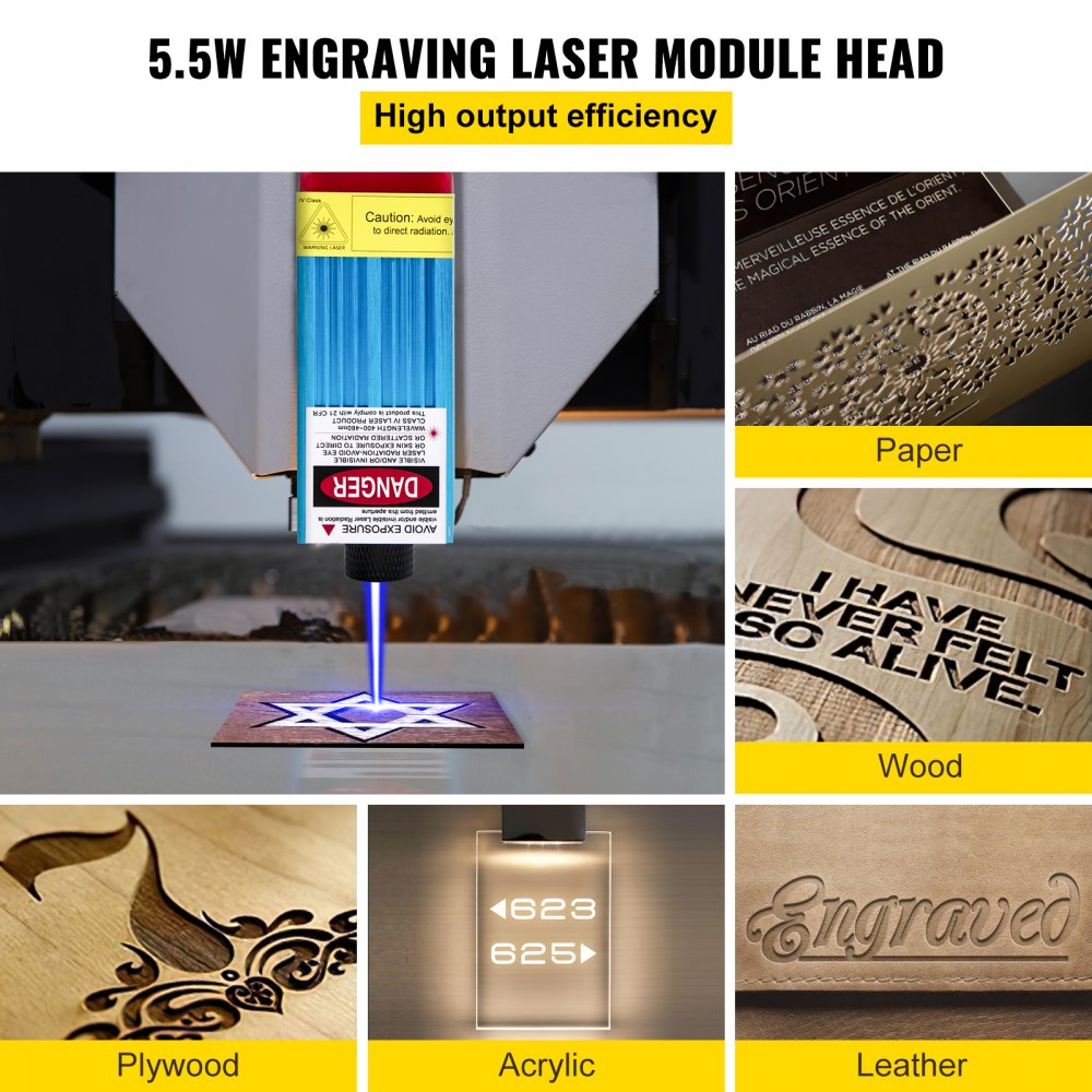 Moduł laserowy VEVOR Głowica laserowa 5.5W 445-455nm 12V Zestaw modułów do grawerowania głowicy laserowej CNC