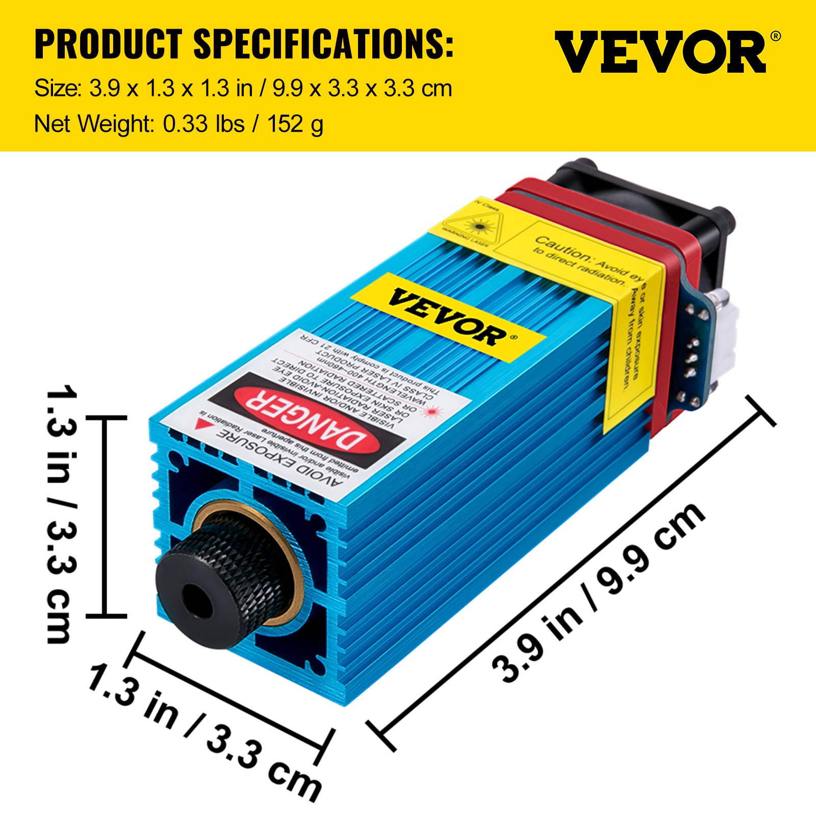 Moduł laserowy VEVOR Głowica laserowa 5.5W 445-455nm 12V Zestaw modułów do grawerowania głowicy laserowej CNC