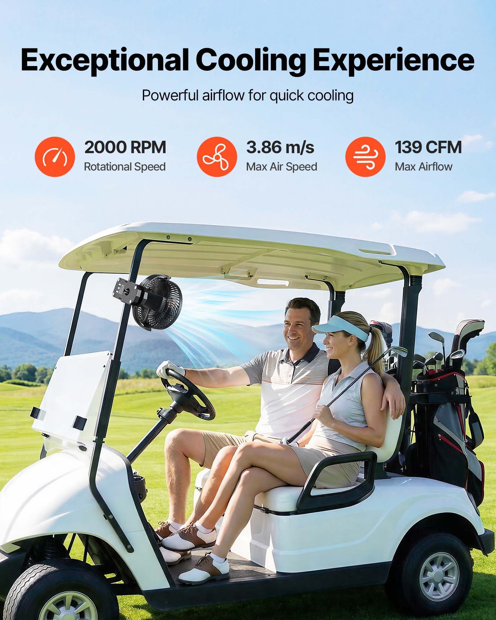 VEVOR Portable Clip Fan, Rechargeable Clip On Fan, USB Port with 3 Speeds & Circulation Mode, Strong Airflow Sturdy Clamp, Long Runtime for Desk, Golf Cart, Outdoor Camping Treadmill, Office, Black
