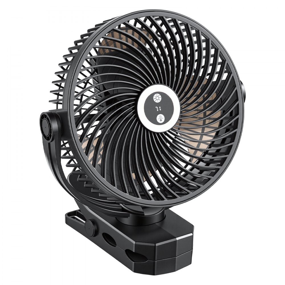 VEVOR Mini wentylator z klipsem, wentylator biurkowy z diodą LED, portem USB, 3 ustawieniami prędkości i trybem cyrkulacji, wentylator cyrkulacyjny do biurka, wózka golfowego, na kemping, bieżnię, do biura