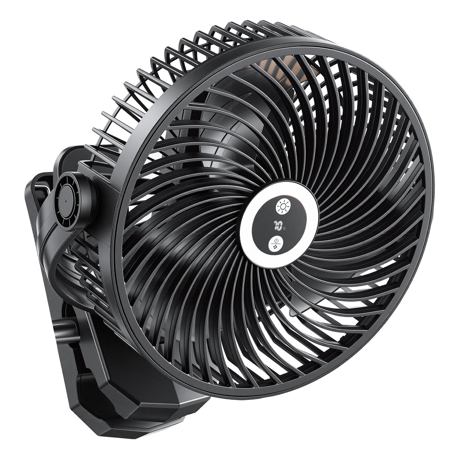 VEVOR Portable Clip Fan, Rechargeable Clip On Fan with Light, USB Port with 3 Speeds & Circulation Mode, Strong Airflow Sturdy Clamp, Long Runtime for Desk, Golf Cart,Outdoor Camping Treadmill,Black