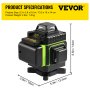 VEVOR 16-liniowa poziomica laserowa Poziomica 360 ° Laser krzyżowy samopoziomujący