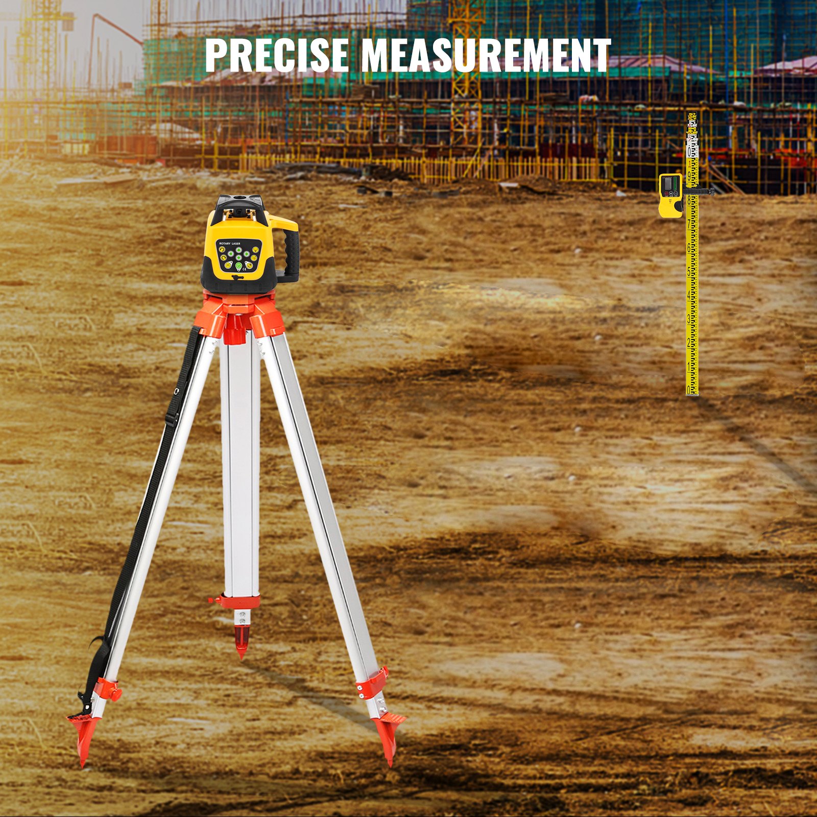 VEVOR Rotary Laser Leveling Device Cross Line Laser Set Tripod Leveling Rod