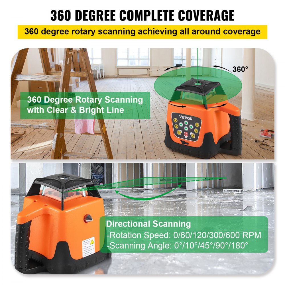 VEVOR samopoziomujący laser obrotowy laserowy laserowy poziomica laserowa 500m 360°