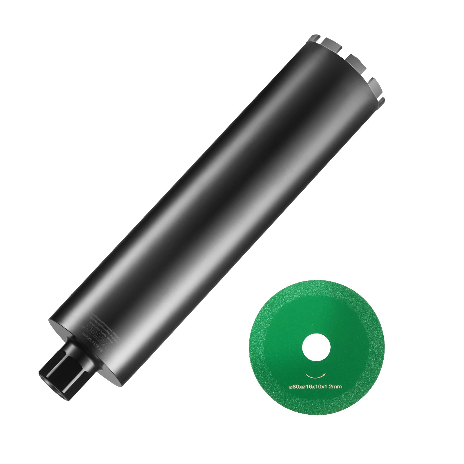 Wiertło diamentowe VEVOR, 108 mm, wiertło diamentowe do wiercenia na mokro, głębokość wiercenia 355 mm, wiertło rdzeniowe do betonu z tarczą tnącą, gwint wewnętrzny 1-1/4 cala, spawanie laserowe, wiertło diamentowe do wiercenia na mokro w betonie i cegle