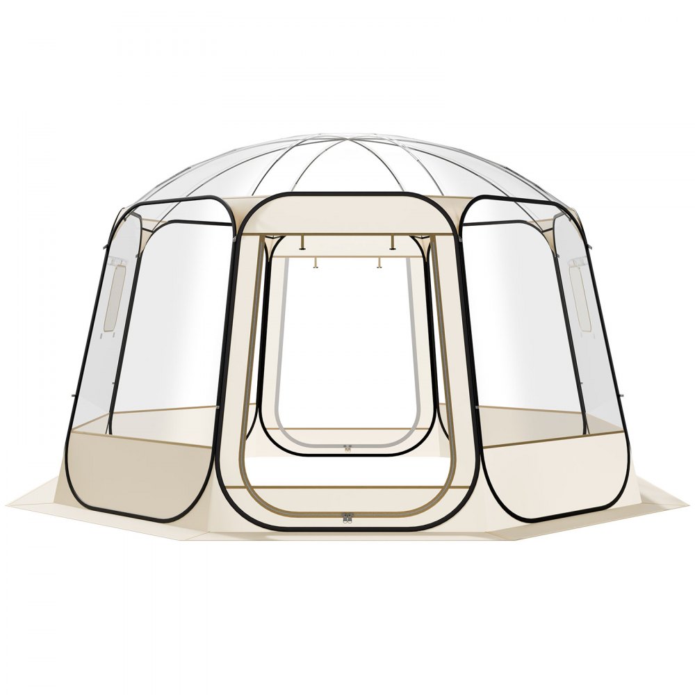 VEVOR Pop up Bubble Tent, 3.36 x 3.45 m Waterproof & UV-Resistant, Clear Camping Tent Shelter, Outdoor Garden Dome Igloo Tents with Windows, 540° Panoramic View, for 10-12 Persons Patio Backyard