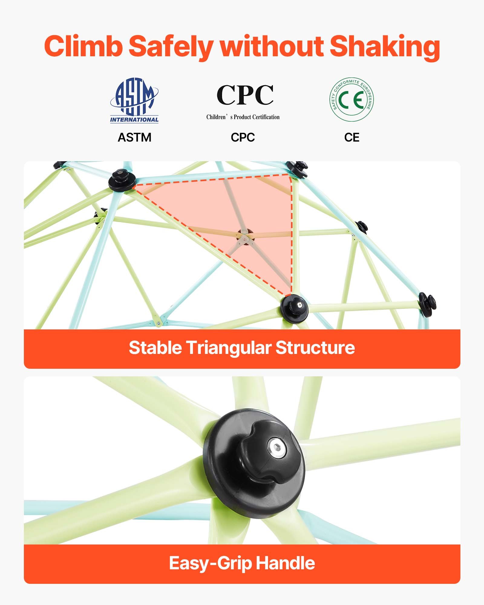 VEVOR kopuła wspinaczkowa geometryczna konstrukcja wspinaczkowa (183 cm) o udźwigu 270 kg, sprzęt wspinaczkowy dla dzieci w wieku od 3 do 10 lat, ogrodowy plac zabaw, niebiesko-zielony