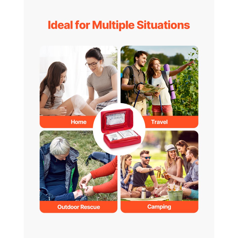 Zestaw pierwszej pomocy VEVOR, 500-częściowa torba survivalowa z nylonu 600D, zapasy medyczne na wypadek nagłych wypadków w domu, samochodzie, biurze, podróży, na kempingu, w ciężarówce, na piesze wędrówki, do sportu, pojazdów i na świeżym powietrzu