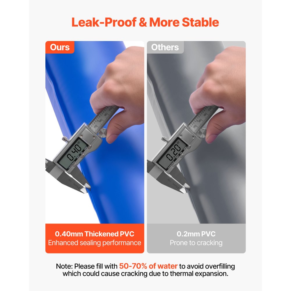 VEVOR Narożny worek na wodę, 6 szt., 570 x 565 mm, worki z PVC o grubości 0,4 mm z zakrętką zabezpieczającą przed przeciekaniem, worek na ciężarki do basenu, do zabezpieczania pokryw basenowych zimą, niebieski