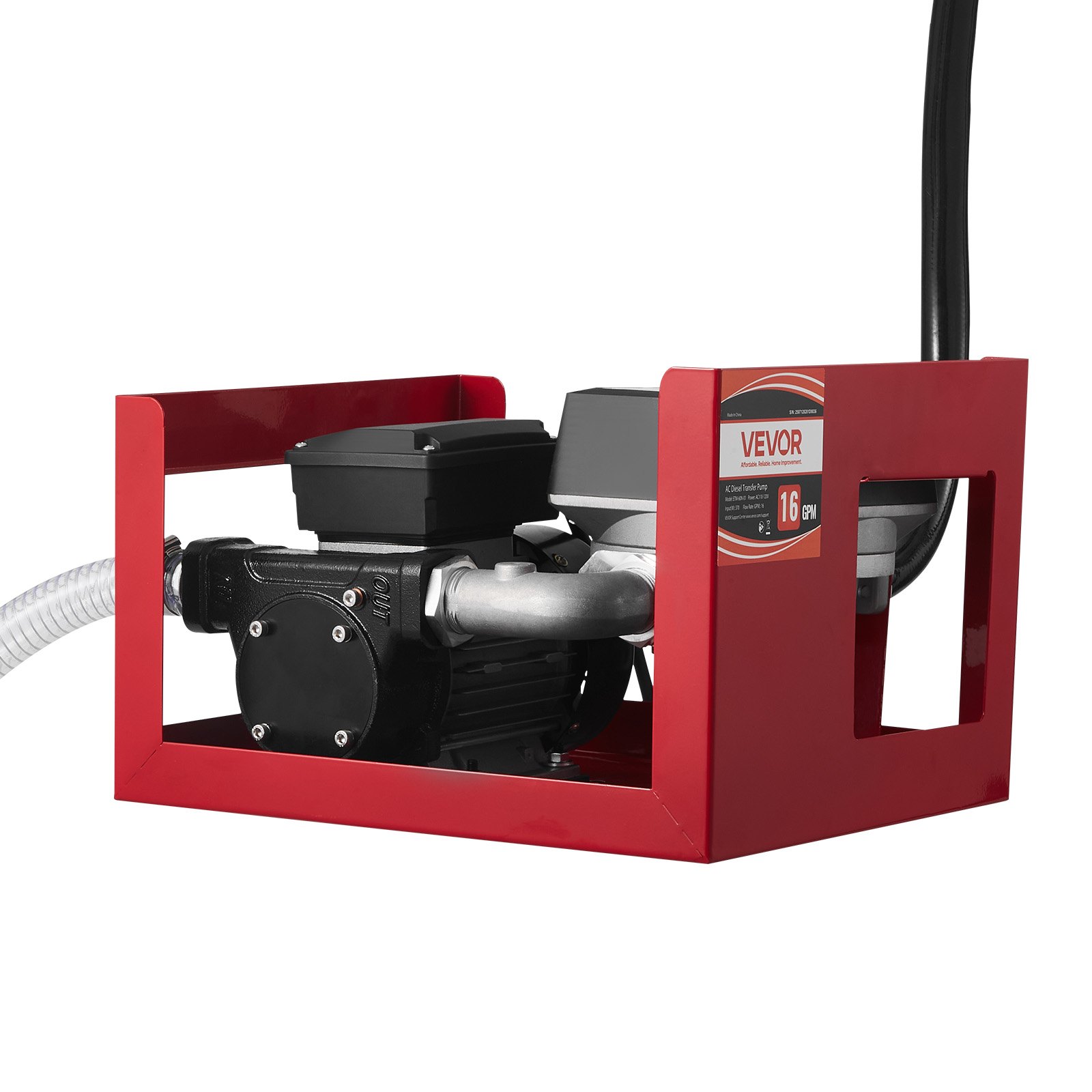Pompa do przelewania paliwa VEVOR, elektryczna pompa do przelewania oleju napędowego, 60 l/min, z przepływomierzem, automatycznym wyłącznikiem dyszy paliwa, 2 węże, wysokość podnoszenia 13,7 m, do nafty, biodiesla