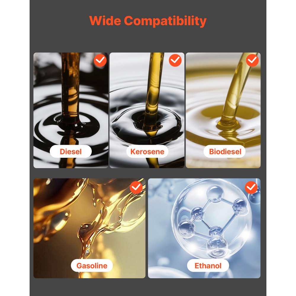 Pompa do przesyłu paliwa VEVOR, 230 V AC, elektryczna pompa do przesyłu oleju napędowego, 57 l/min, maksymalna wysokość ssania 2,4 m, maksymalna wysokość podnoszenia 11,28 m, do benzyny, nafty, biodiesla, etanolu