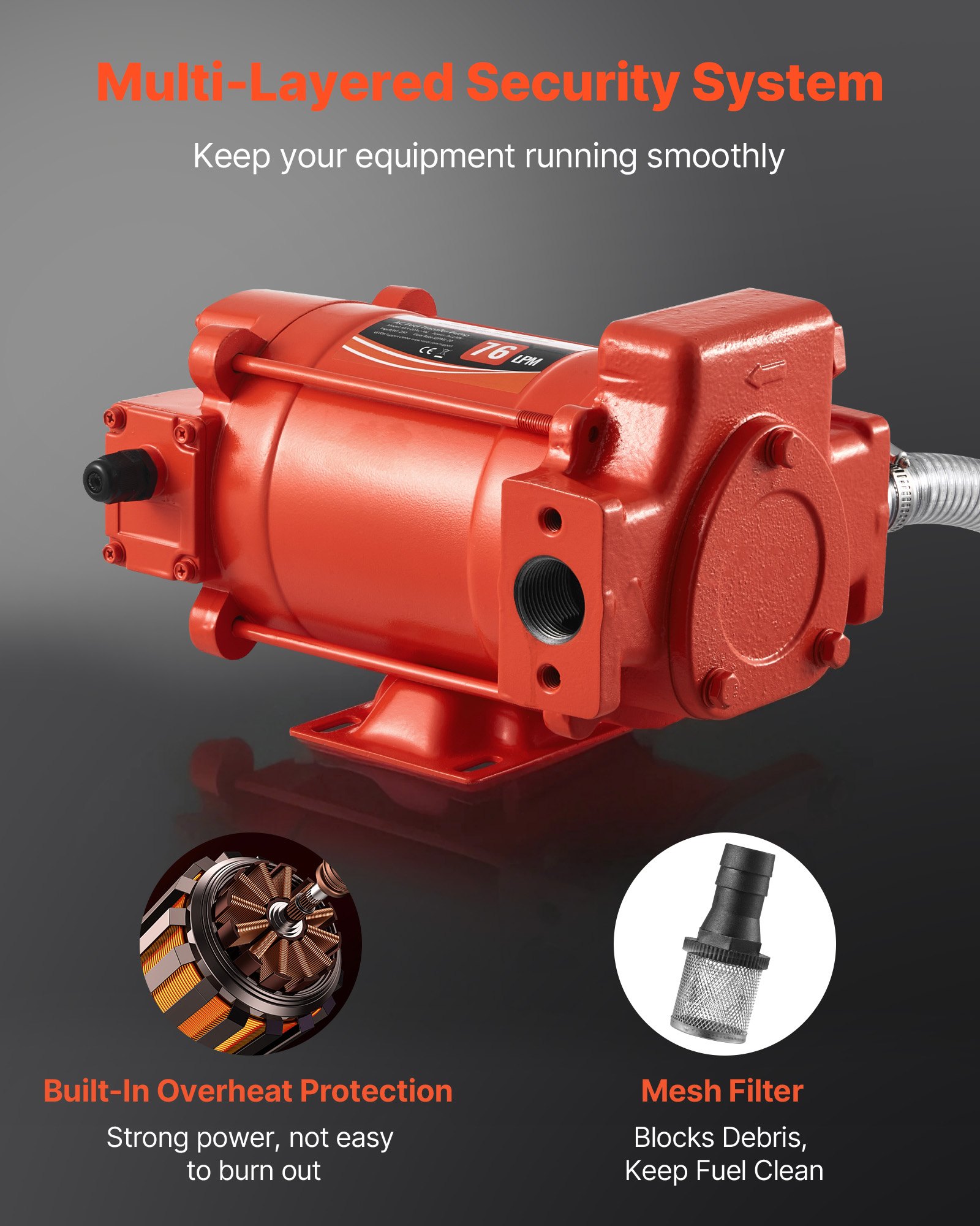 Pompa do przelewania paliwa VEVOR, 230 V AC, elektryczna pompa do przelewania oleju napędowego, 76 l/min, z automatycznym wyłączaniem dyszy paliwa, wąż doprowadzający, do benzyny, nafty, biodiesla, mieszanki etanolu
