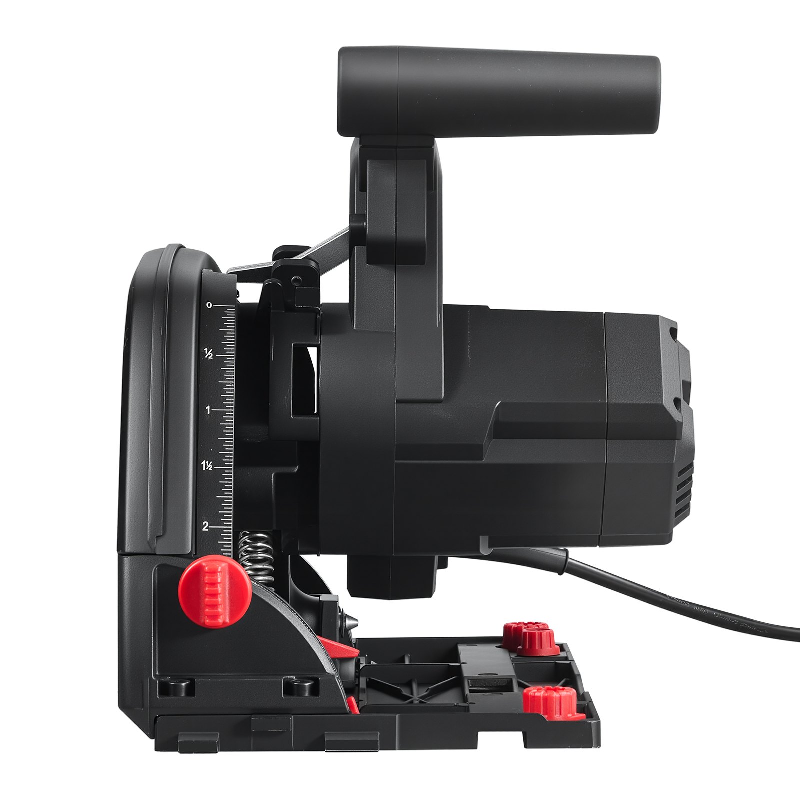 Piła tarczowa VEVOR, 165,1 mm, ręczna, z tarczą tnącą z węglików spiekanych o 48 zębach, regulacja kąta 0–45°, głębokość cięcia 55 mm, do drewna i tworzyw sztucznych, szyna prowadząca nie jest dołączona