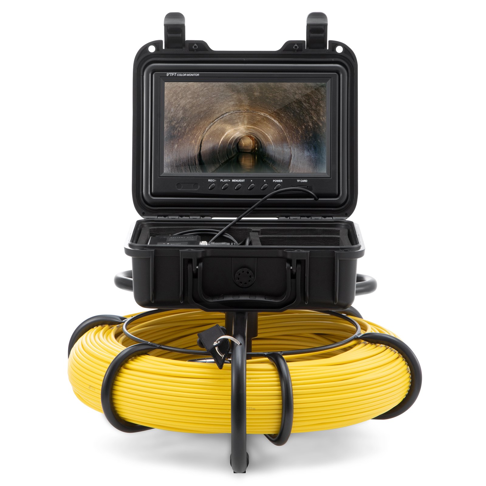 Kamera kanalizacyjna VEVOR, 120 m, ekran 23 cm, kamera inspekcyjna do rur z funkcją DVR, IP68, z 12 regulowanymi diodami LED, z kartą SD o pojemności 16 GB, do kanalizacji, domu, rury odpływowej