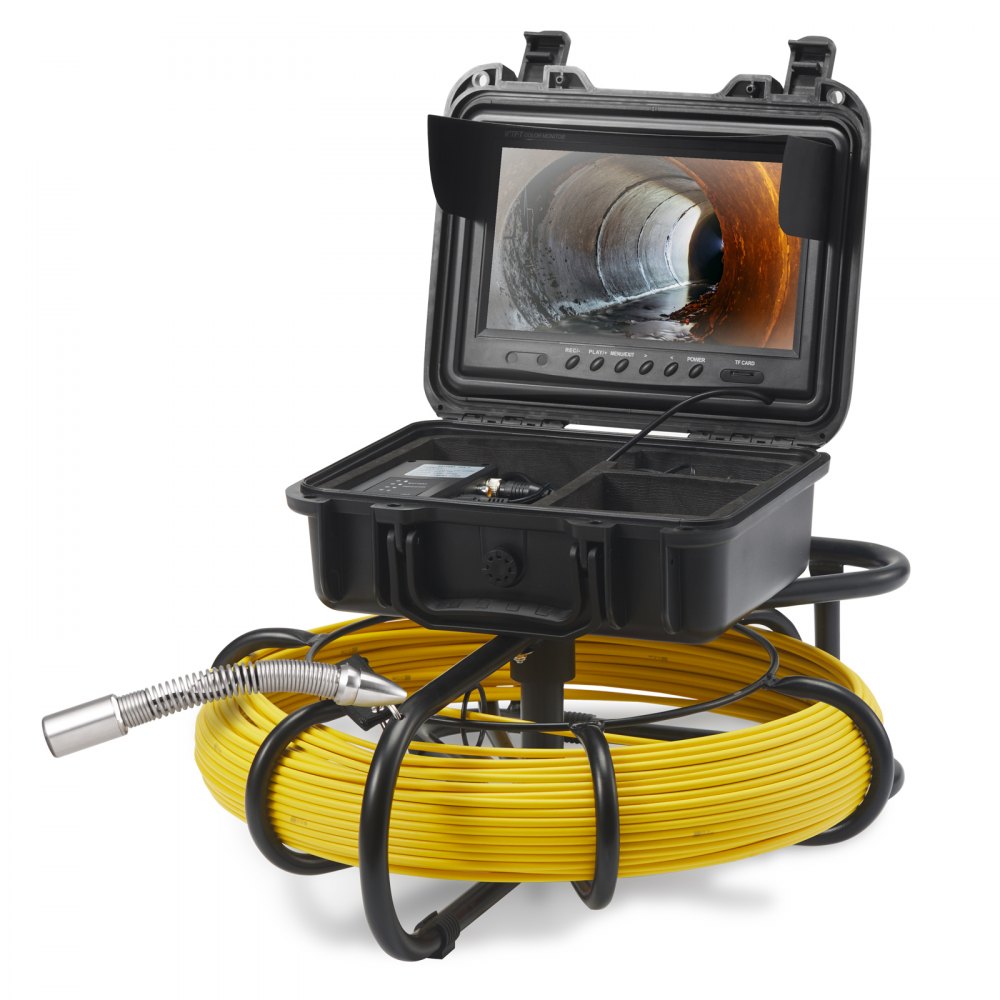 Kamera kanalizacyjna VEVOR, 70 m, ekran 23 cm, kamera inspekcyjna do rur z funkcją DVR, IP68, z 12 regulowanymi diodami LED, z kartą SD o pojemności 16 GB, do kanalizacji, domu, kanalizacji, rury spustowej