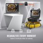 Kamera kanalizacyjna VEVOR, 70 m, ekran 23 cm, kamera inspekcyjna do rur z funkcją DVR, IP68, z 12 regulowanymi diodami LED, z kartą SD o pojemności 16 GB, do kanalizacji, domu, kanalizacji, rury spustowej