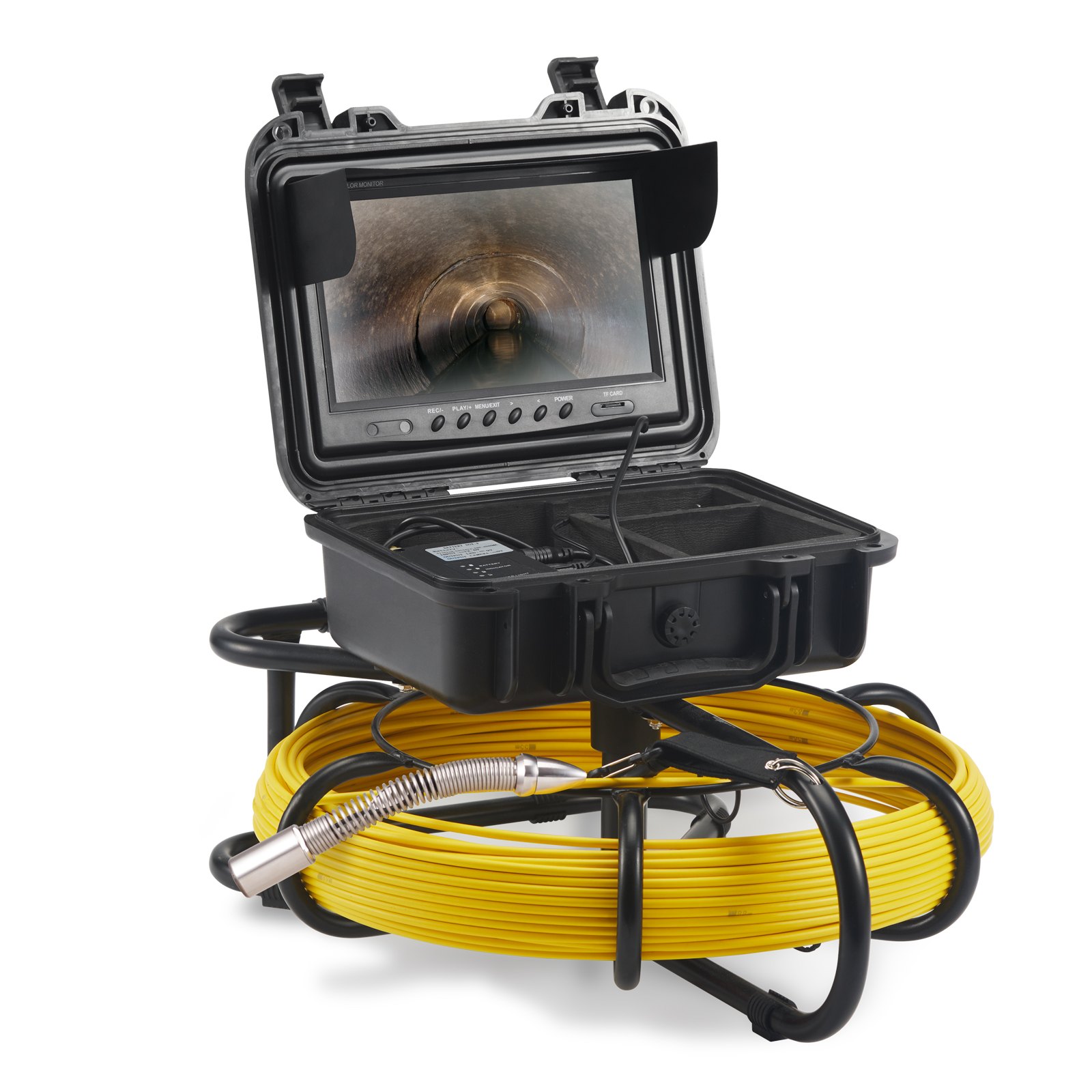 Kamera kanalizacyjna VEVOR, 70 m, ekran 23 cm, kamera inspekcyjna do rur z funkcją DVR, IP68, z 12 regulowanymi diodami LED, z kartą SD o pojemności 16 GB, do kanalizacji, domu, kanalizacji, rury spustowej