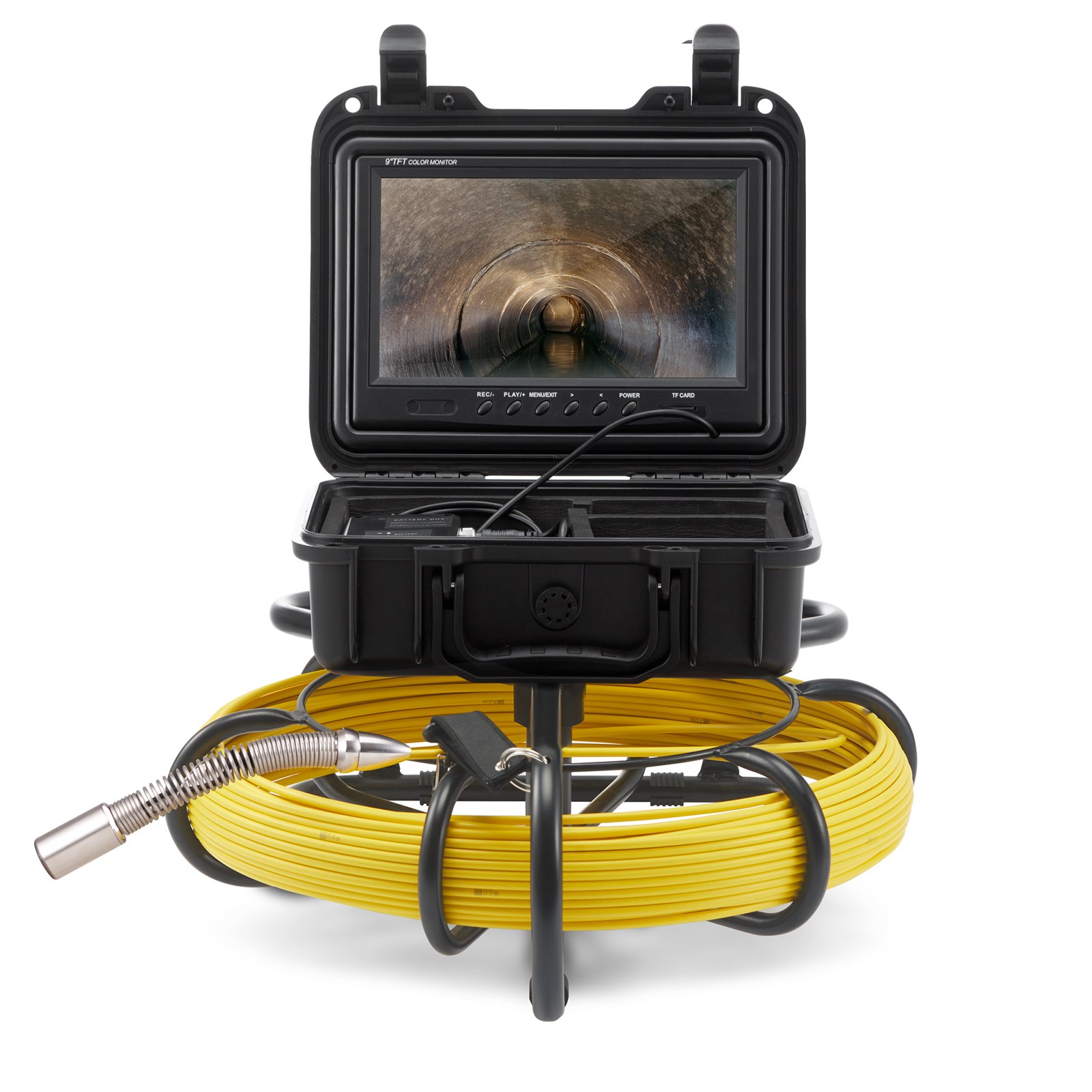 Kamera kanalizacyjna VEVOR, 70 m, ekran 23 cm, kamera inspekcyjna do rur z funkcją DVR, IP68, z 12 regulowanymi diodami LED, z kartą SD o pojemności 16 GB, do kanalizacji, domu, kanalizacji, rury spustowej