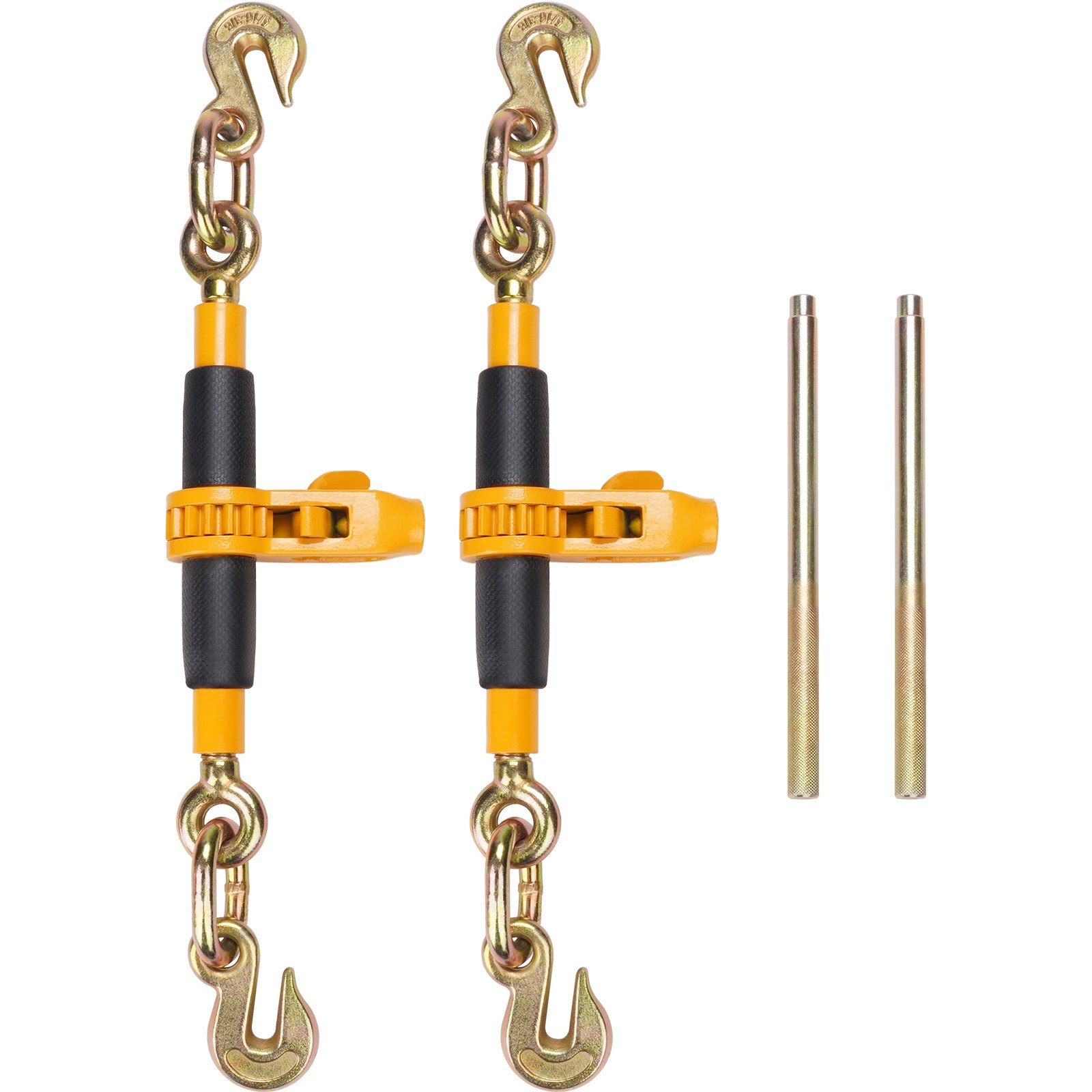 Łańcuchy mocujące VEVOR z grzechotką, 3/8"-1/2" do ciężkich ładunków z hakami G80, dopuszczalne obciążenie 12 000 funtów, oszczędzający pracę uchwyt antypoślizgowy, łańcuchy mocujące do przyczep niskopodwoziowych