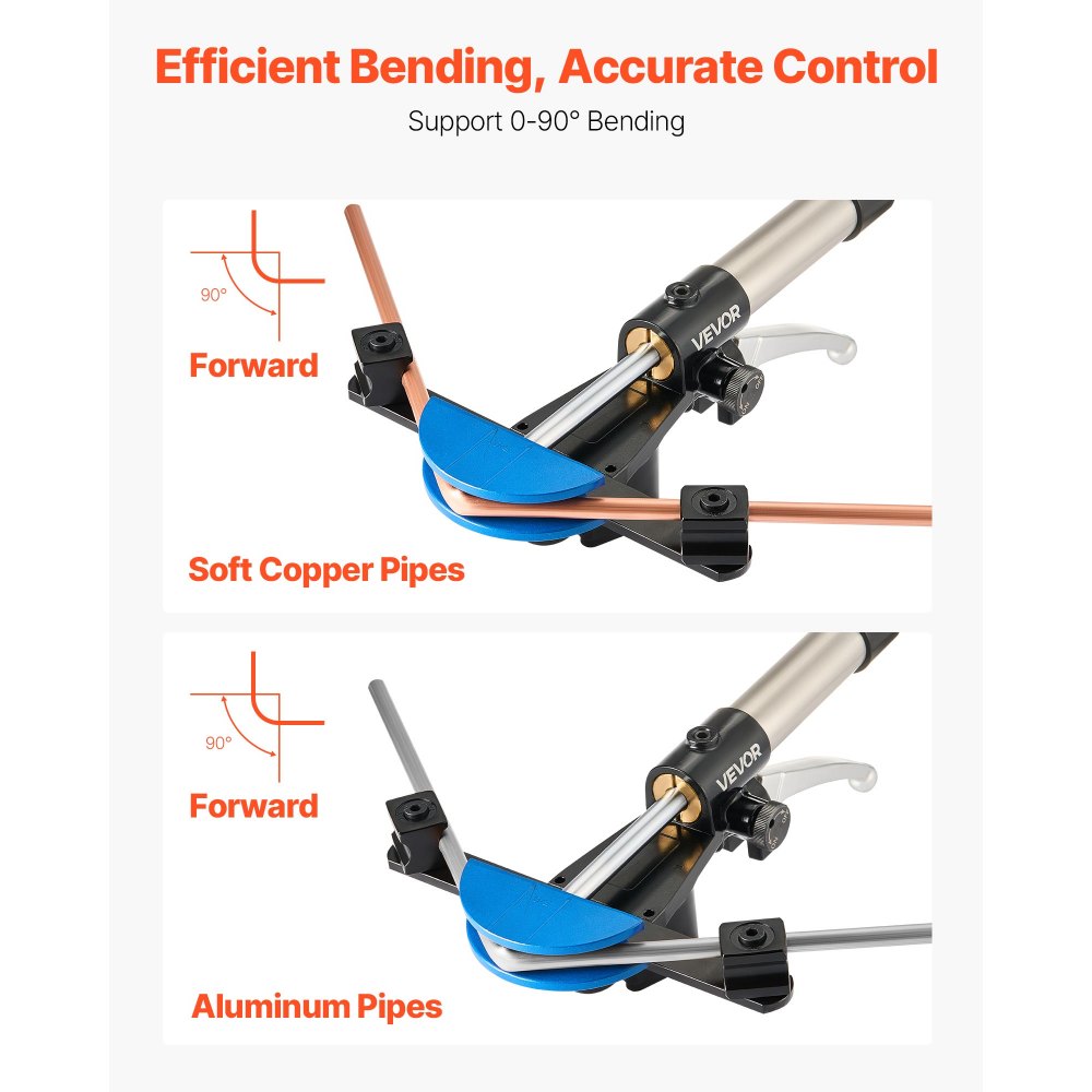 VEVOR Hydraulic Tubing Bender Kit, 6 mm to 22 mm, Copper Tube Pipe Bender, HVAC Bending Tool Set, 90° Bend, with 7 Color Aluminium Alloy Dies, for HVAC Air Conditioning Refrigeration Automotive Repair