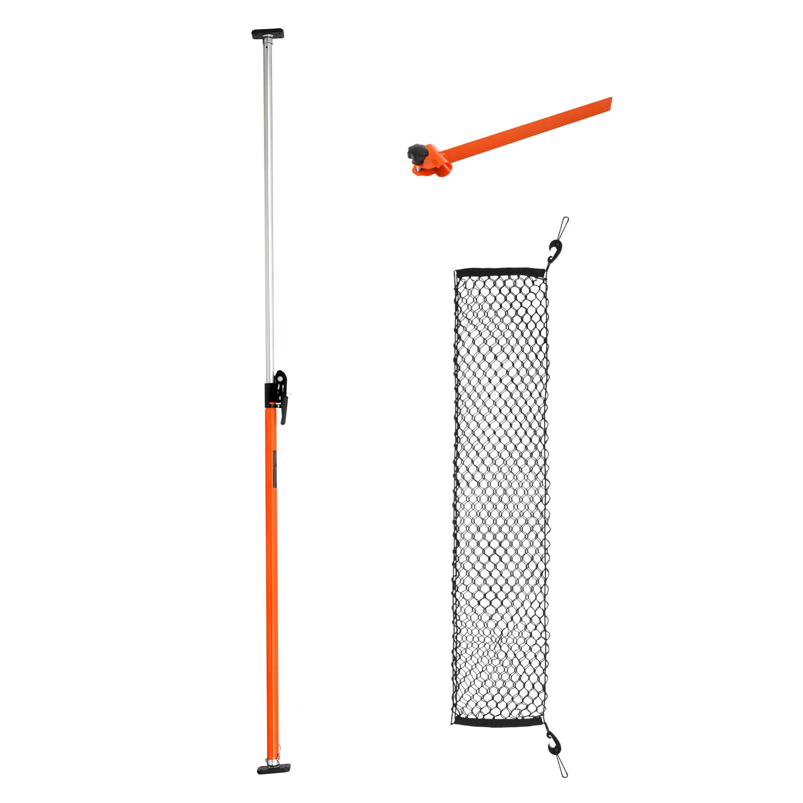 VEVOR Cargo Bar Ratchet Regulowany 1016-1854 mm, Stalowy stabilizator ładunku z antypoślizgowymi podkładkami, siatką i przegrodą, do samochodów dostawczych, SUV, minivanów