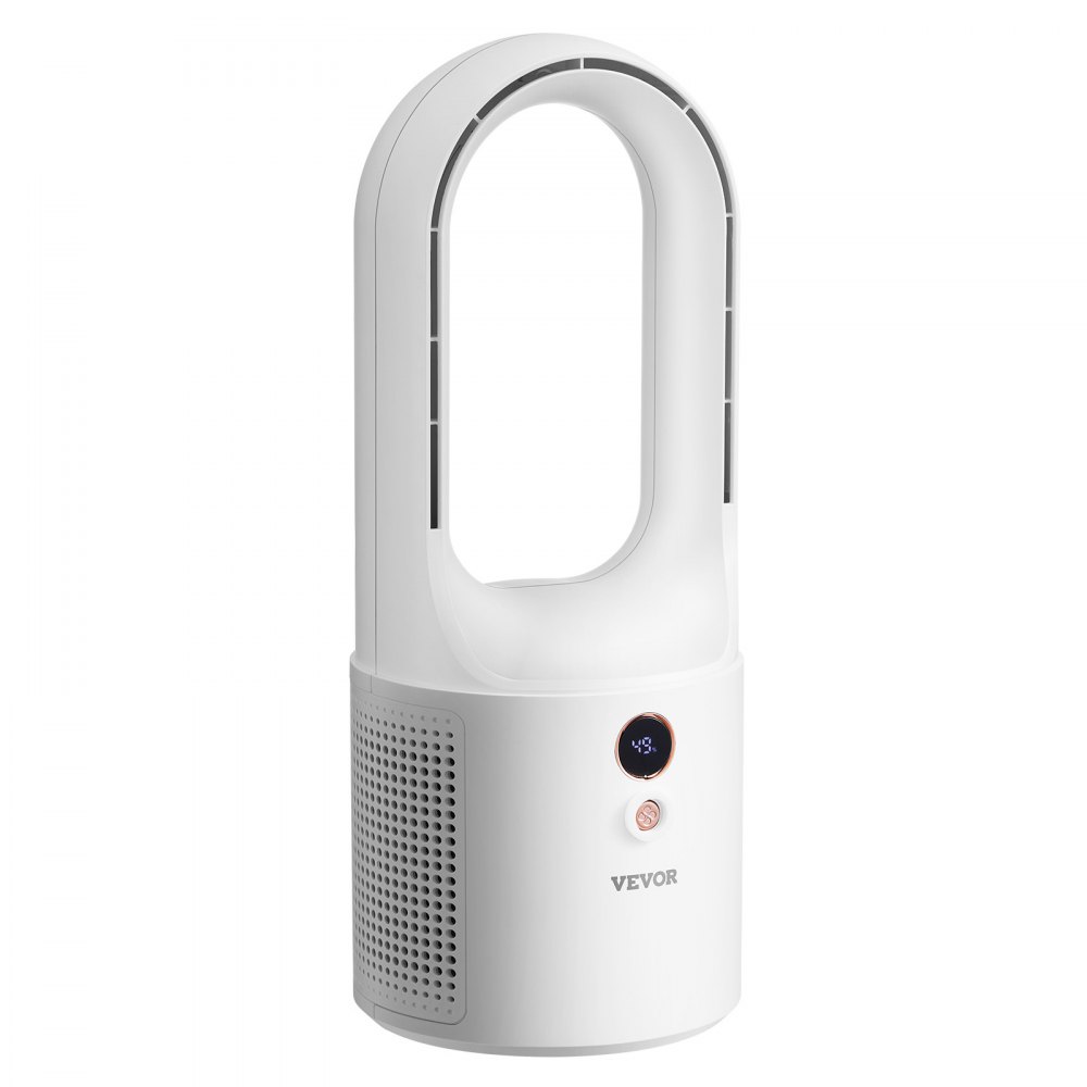 VEVOR Bezłopatkowy wentylator stołowy, przenośny wentylator 330 mm, 6-biegowa chłodziarka USB, cichy, mały wentylator wieżowy z akumulatorem, przyjazny dla dzieci, do sypialni, biura i domu