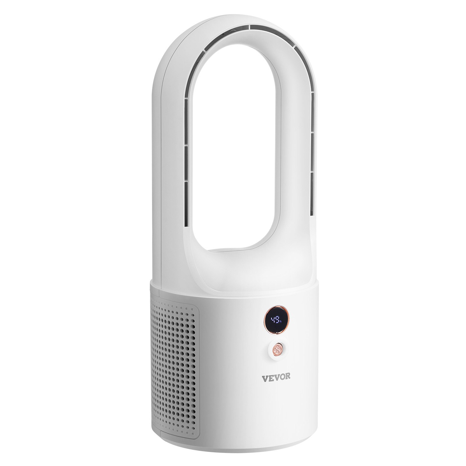 VEVOR Bezłopatkowy wentylator stołowy, przenośny wentylator 330 mm, 6-biegowa chłodziarka USB, cichy, mały wentylator wieżowy z akumulatorem, przyjazny dla dzieci, do sypialni, biura i domu