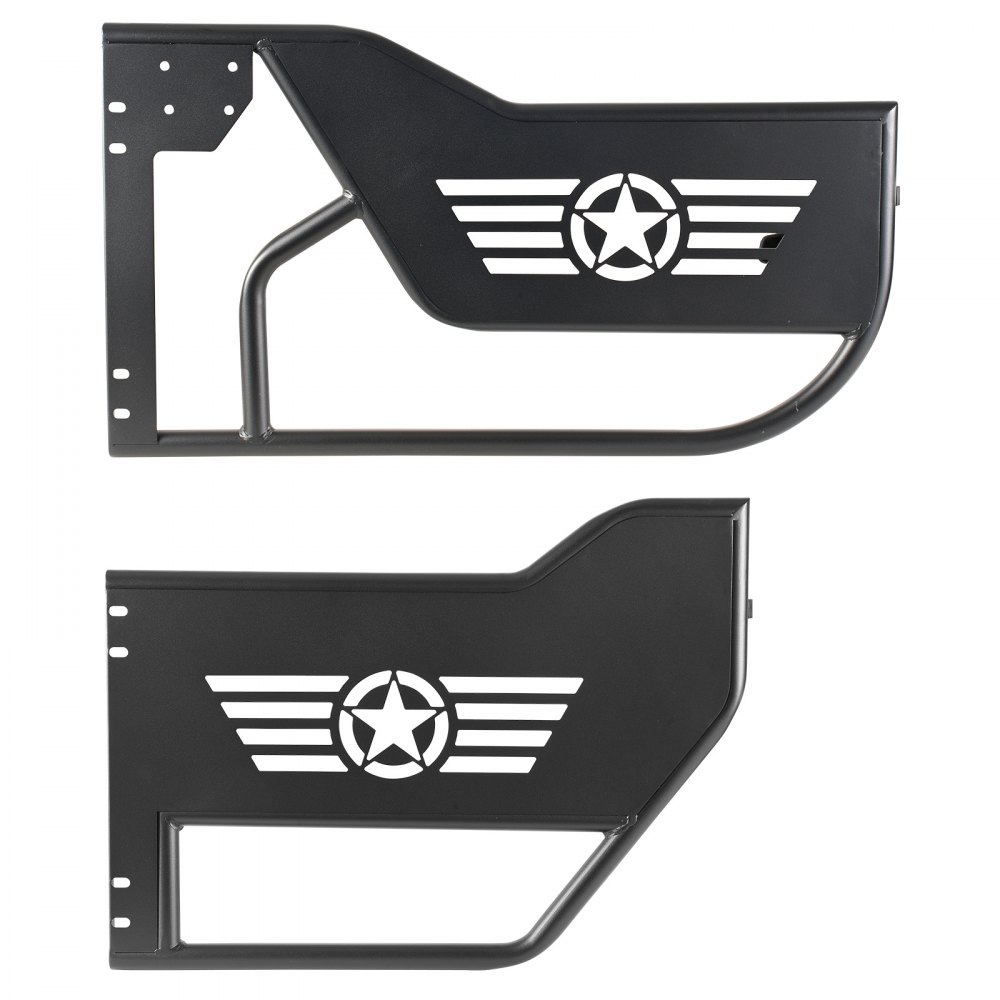 Drzwi rurowe VEVOR 4-drzwiowe, kompatybilne z Jeep Wrangler JL JLU i Gladiator JT 4XE (2018–2026), drzwi rurowe terenowe (wzór gwiazdy) wykonane ze stali (przód i tył) z lusterkami zewnętrznymi z certyfikatem DOT